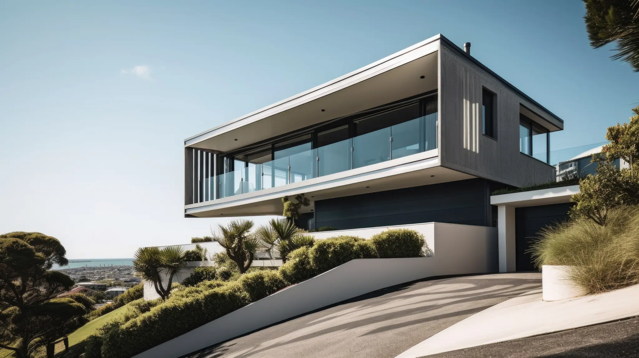 Contemporary home with a glass facade